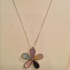 Sterling Silver 925 Mother Of Pearl Stones Flower